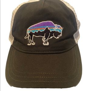 Patagonia Fitz Roy Bison Buffalo Forge Gray Trucker Snapback Mesh Hat Cap OS